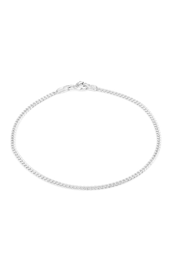 Sterling Silver Cuban Curb Chain 1.8mm Women's or Men's Necklace, Made in Italy, Curb Link 8" Bracelet