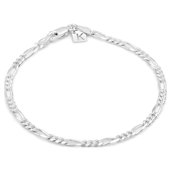 Kezef Sterling Silver Figaro Chain Bracelet for Men or Women Hypoallegenic Made in Italy
