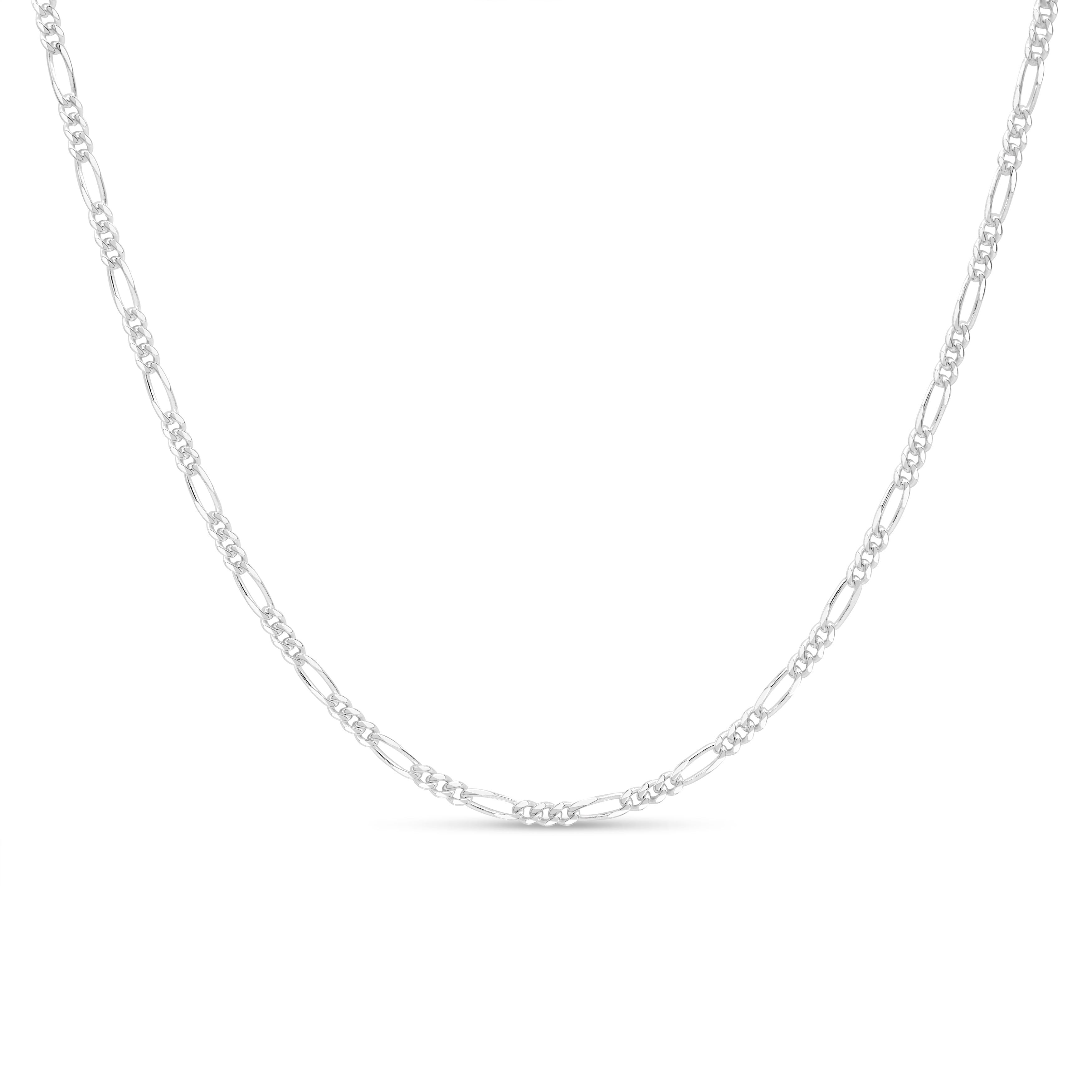 Kezef Sterling Silver Figaro Chain Necklace for Men or Women Hypoallegenic Made in Italy 16" - 32" Length