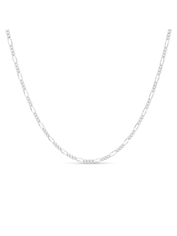 Sterling Silver Figaro Chain Necklace for Men or Women Hypoallegenic Made in Italy 18"