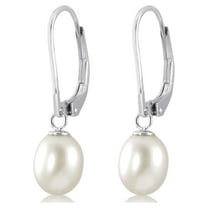 Kezef Sterling Silver Leverback Pearl Earrings for Women, Handpicked 7-8mm Freshwater Cultured Cream White Pearls