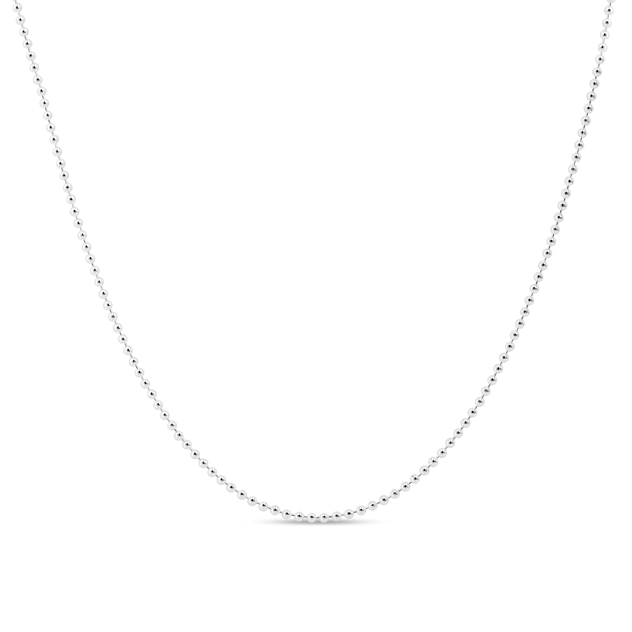 Kezef Sterling Silver Womens Ball Bead Chain Necklace 1.2mm – Made in Italy, No Tarnish, Perfect for Pendants or Dog Tags – 36" Ball Bead Necklace for Women & Men
