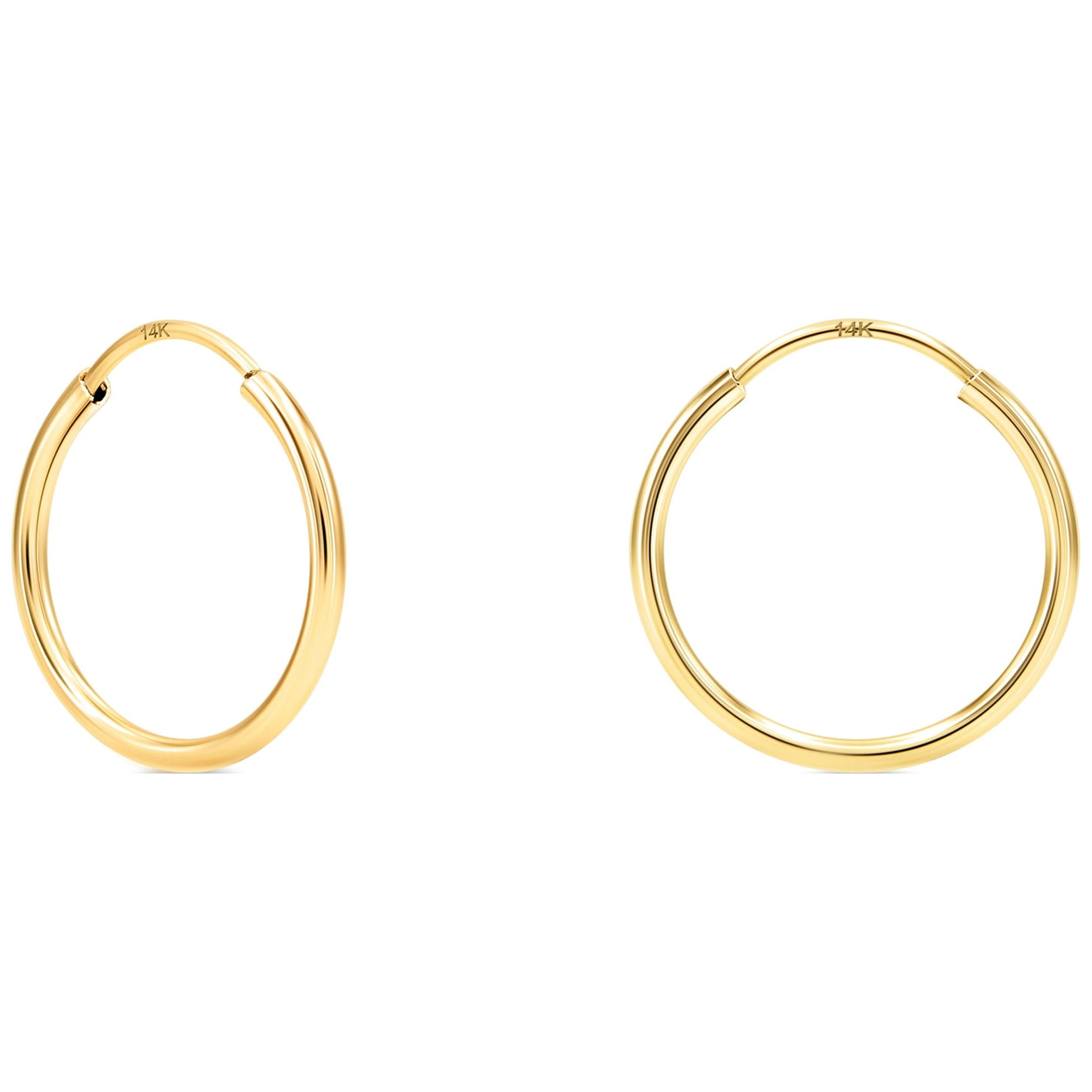 KEZEF Ultra-Thin 14k Yellow Gold Hoop Earrings, Endless Hoops for Women ...