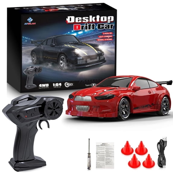 KF20 1:64 Remote Control Car,2.4GHz RC Cars,4WD Drift Mini Racing Model Vehicle Toy with LED Lights for Adults Boys Girls Kids Gift