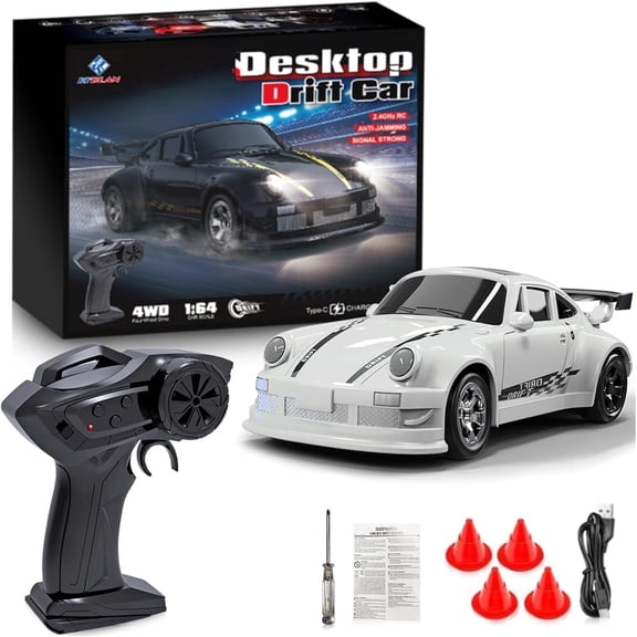 KF20 1:64 Remote Control Car，2.4GHz RC Cars，4WD Drift Mini Racing Model Vehicle Toy with LED Lights for Adults Boys Girls Kids Gift