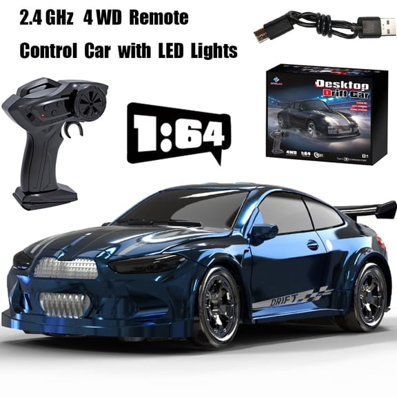 KF20 1:64 Remote Control Car，2.4GHz RC Cars，4WD Drift Mini Racing Model Vehicle Toy with LED Lights for Adults Boys Girls Kids Gift
