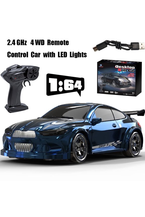 KF20 1:64 Remote Control Car,2.4GHz RC Cars,4WD Drift Mini Racing Model Vehicle Toy with LED Lights for Adults Boys Girls Kids Gift