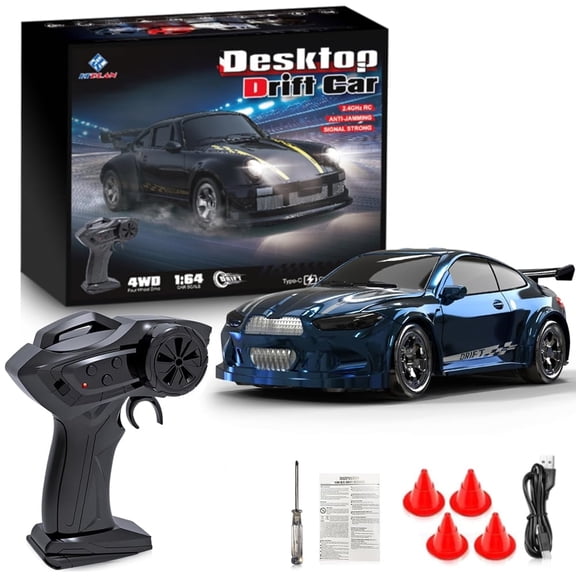 KF20 1:64 Remote Control Car,2.4GHz RC Cars,4WD Drift Mini Racing Model Vehicle Toy with LED Lights for Adults Boys Girls Kids Gift