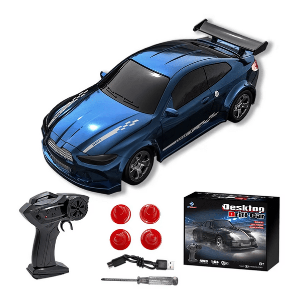 KF20 1/64 Scale Mini RC Drift Car, 2.4GHz Full Proportional Control 4WD RC Racing Car, Ideal for Office & Home Fun