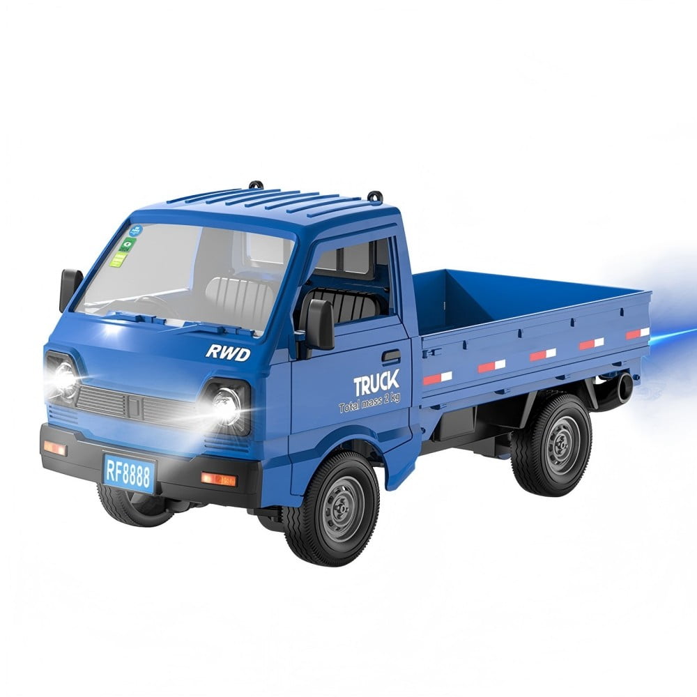 KF21 2.4G 1:16 Scale Remote Control Car with Simulated Lighting Manual Door Opening RC Truck with Cool Light Spray