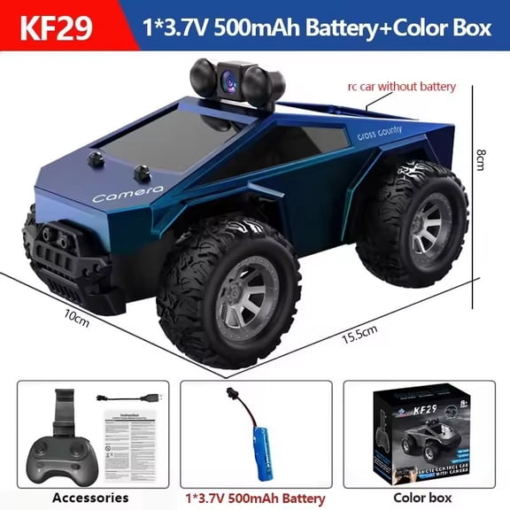 KF29 Smart Camera Remote Control Car 1:28 High-Definition Image Transmission APP Smart Control Dual-Speed Gear for Photography and Video Recording Trajectory Playback Dazzling RGB Lights Simulated So