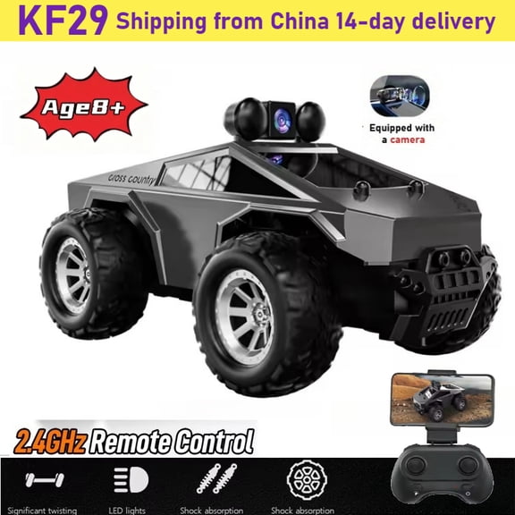 KF29 Smart Camera Remote Control Car 1:28 High-Definition Image Transmission APP Smart Control Dual-Speed Gear for Photography and Video Recording Trajectory Playback Dazzling RGB Lights Simulated So