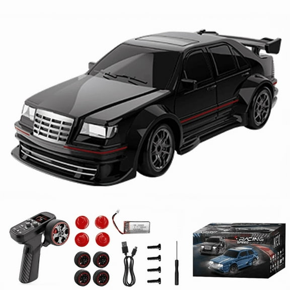KF30 1:43 Scale Mini 4WD Remote Control Drift Car with Smart Lighting System, Gun-Style Controller & Roadblocks