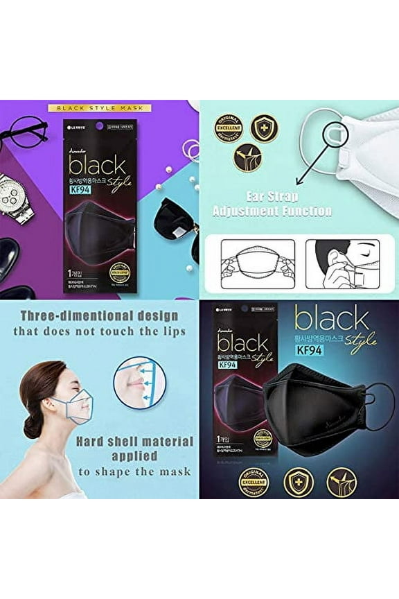 [] KF94 Disposable Face Mask -  Korea, White Breathable Reusable Face Mask, Individually Wrapped 4-Ply Adjustable Cloth Masks, 40 Pack