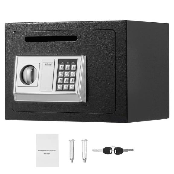 KFFKFF 0.6 Cubic Feet Drop Slot Safe Box with Digital Lock and Turn Knob, Durable Compact Cash Deposit Box Featuring Front Slot for Secure Storage of Money, Receipts, Jewelry, Documents