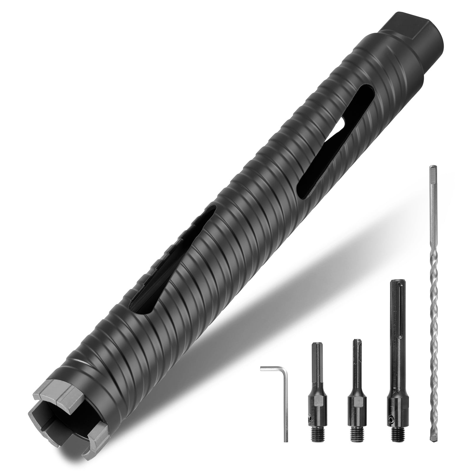 KFFKFF 1-1/2 inch Diamond Core Drill Bit, 9-1/2 inch Depth, 5/8-11 Thread, Includes 3 Adapters, Pilot Drill, and Hex Wrench, Suitable for Concrete, Red Bricks, and Masonry