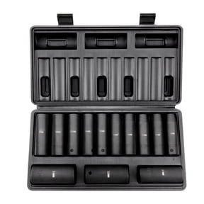 KFFKFF 1/2" Drive Impact Socket Set, 13 PCS Socket Set Metric 10-24mm, 6 Point CR-V Alloy Steel for Auto Repair, Rugged Construction & Storage Case