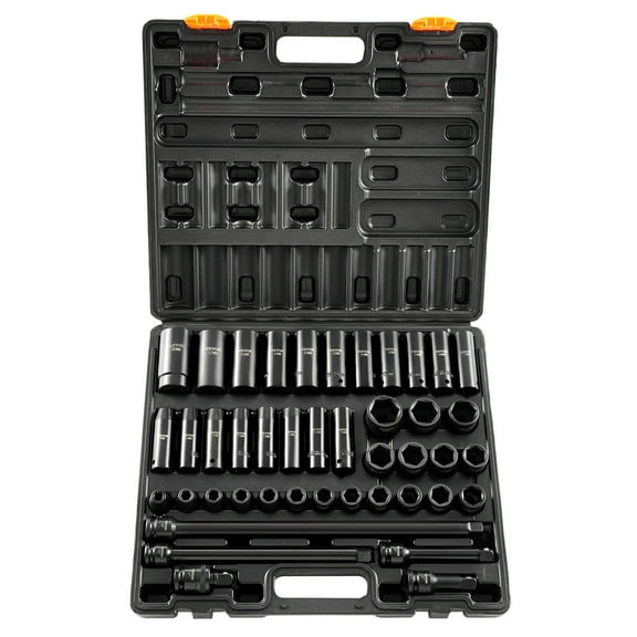 KFFKFF 1/2" Impact Socket Set, 43 Pcs, Includes Standard & Deep Sockets, Metric Sizes 9-30mm, 6-Point Design