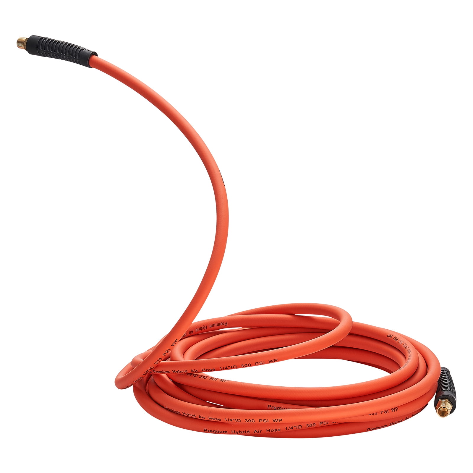 KFFKFF 1/2" x 100ft Hybrid Air Hose, Durable and Flexible, Lightweight Design, Kink-Resistant, Pneumatic Hose with 1/2 inch Brass Male Fittings, Three-Layer Construction, 300 PSI