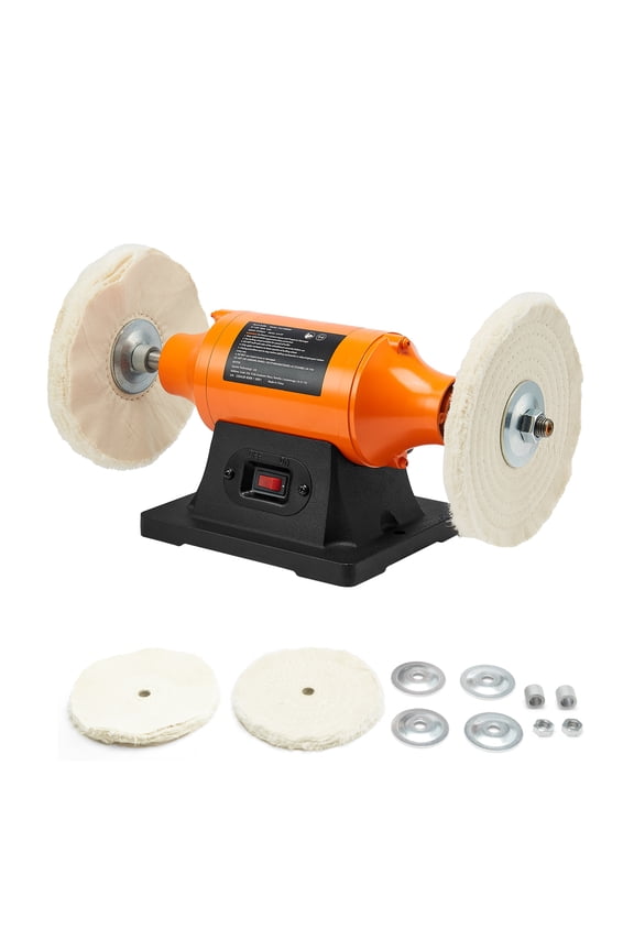 1/2HP Bench Buffer Polisher, 6-inch Buffing Machine, 3450RPM Single Speed Tool with Cloth Wheels & Durable Base for Polishing Metal, Jewelry, and Wood