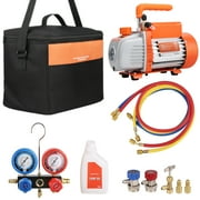 KFFKFF 1/4 HP HVAC Vacuum Pump and Gauge Set 4.5 CFM Manifold Gauge Kit with Hose