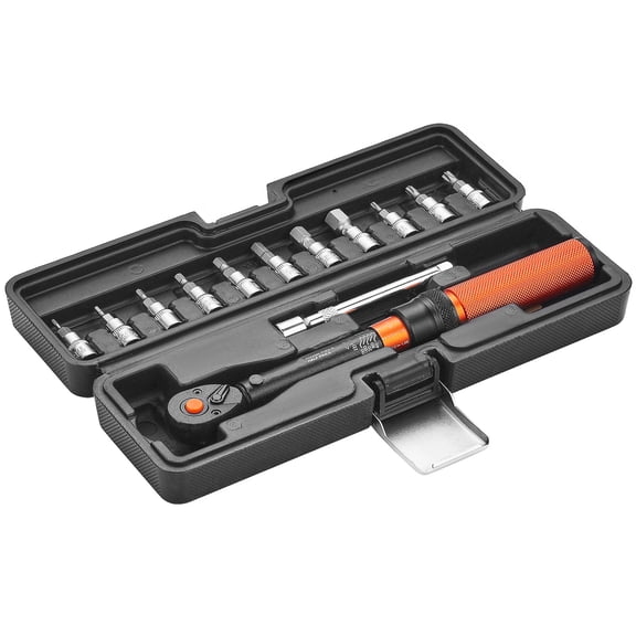 KFFKFF 1/4 Inch Drive Click Torque Wrench Set, 20-200 lbf-in / 2.3-22.6 N.m, Dual-Direction with Dual Range Scales, 72-Tooth Design, 3% Accuracy, Includes Bit Sockets and Extension Bar