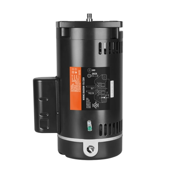 KFFKFF 1 HP Motor for Pool Pump, 56Y Frame Size, Dual Voltage 115V(9A)/230V(4.5A) at 3450 RPM, 60Hz Frequency, 1.25 Service Factor with a 90μF/250V Capacitor, CCW Rotating Replacement Motor