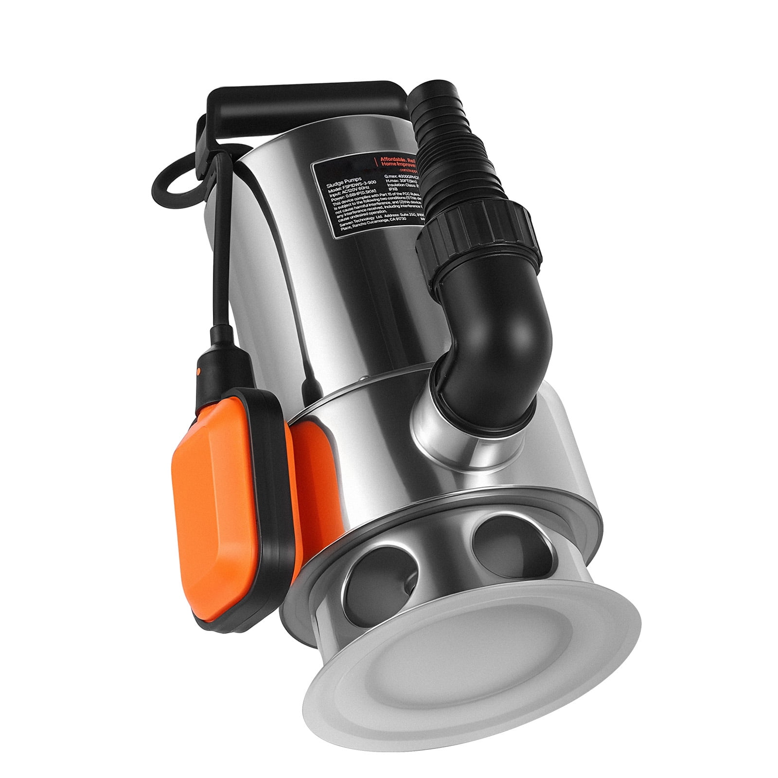 KFFKFF 1 HP Submersible Sump Pump, 5500 GPH, Stainless Steel Water Pump with Float Switch, Extended Cord, 30 ft Lift Capacity, Suitable for Pools, Gardens, Ponds, and Flooded Spaces