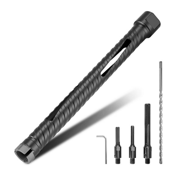 KFFKFF 1-Inch Diamond Core Drill Bit, 9-1/2 Inch Depth, 5/8-11 Thread, Includes 3 Adapters, Pilot Drill, and Hex Wrench, Suitable for Concrete, Brick, and Masonry