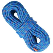 KFFKFF 10.2mm Dynamic Rope, 40M for Outdoor Climbing, 25KN Tension, Flexible Fiber with Steel Hooks for Escape, Rappelling, Fire Rescue, Blue