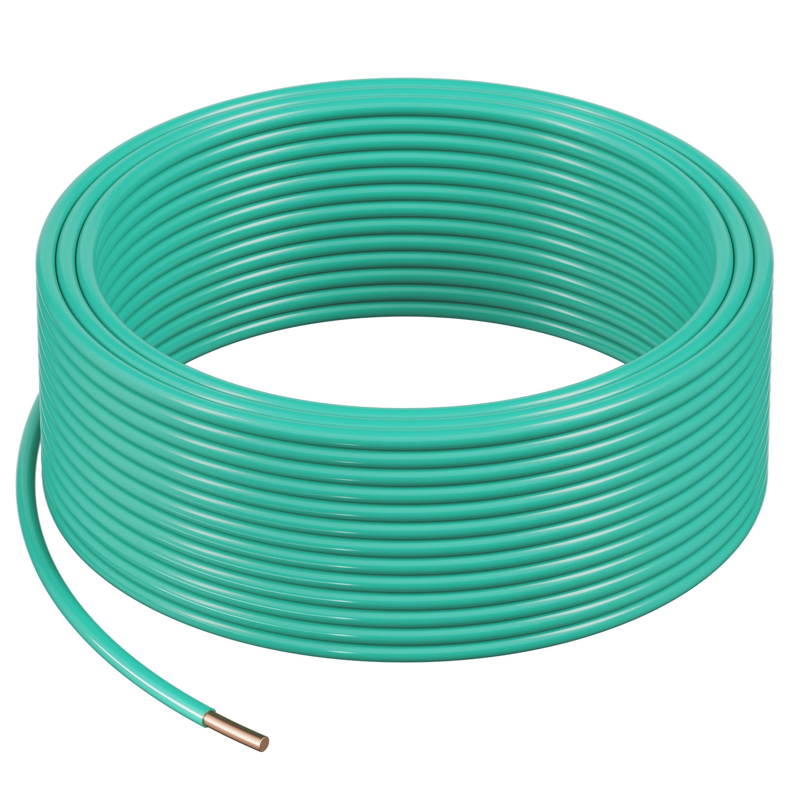 KFFKFF 10 AWG Solid THHN Wire, Pure Copper Electrical Wire with Durable Nylon Jacket and PVC Insulation, Rated for 600 Volts, Suitable for Residential, Industrial, and Commercial Use, Green (50 Feet)