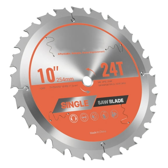 KFFKFF 10-Inch Circular Saw Blade, 24 Durable Alloy Teeth, 5/8-Inch Arbor, Precision Wood Cutting Blade with Heat-Reducing Vents, Suitable for Plywood, OSB, and Hardwood Applications