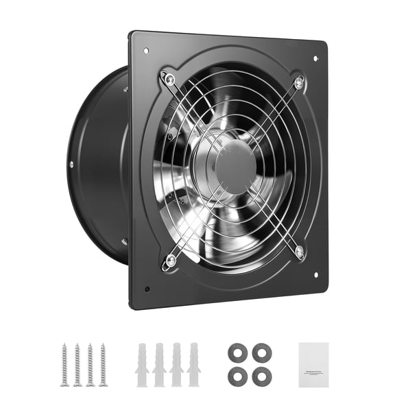 KFFKFF 10-Inch Wall-Mounted Exhaust Fan, 988 CFM High-Performance Ventilation Fan with On/Off Switch, Energy-Efficient Design for Attics,Garages,Basements,Workshops,Kitchens, and Chicken Coops, Black