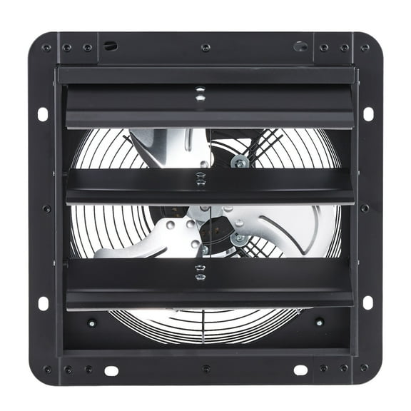 KFFKFF 10-Inch Wall-Mounted Shutter Exhaust Fan with Adjustable Speed, 900 CFM, Durable Steel Construction, Quiet Operation for Ventilation in Sheds, Garages, and Greenhouses, Black