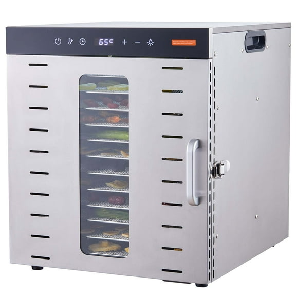 KFFKFF 10 Tray Food Dehydrator Machine - Stainless Steel, 1000W, Ideal for Drying Jerky and Fruit