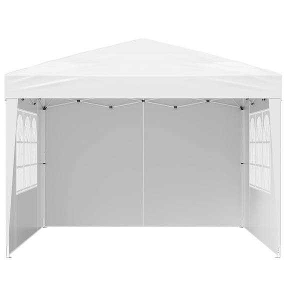 KFFKFF 10 x 10 FT Pop-Up Canopy Tent with Adjustable Height, 3 Sidewalls, and 2 Ventilated Windows, Portable Outdoor Shelter for Events, Patio, Backyard, Parties, and Parking