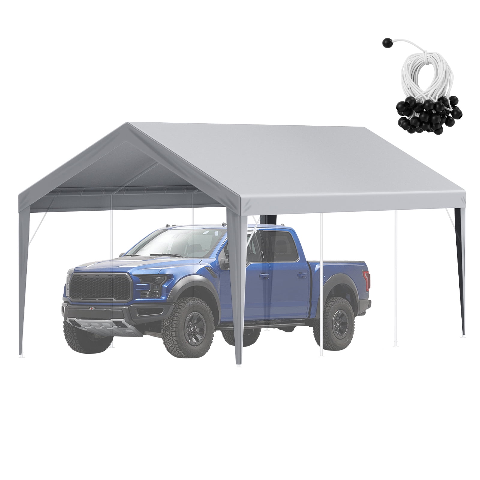 KFFKFF 10 x 20 Feet Carport Replacement Canopy Car Shelter Tent Cover Gray
