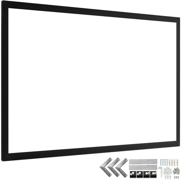 KFFKFF 100-In Fixed-Frame Projector Screen 16:9 Aspect Ratio, 4K HD Ready, Aluminum Frame, Wall-Mounted for Home Theater and Office Use