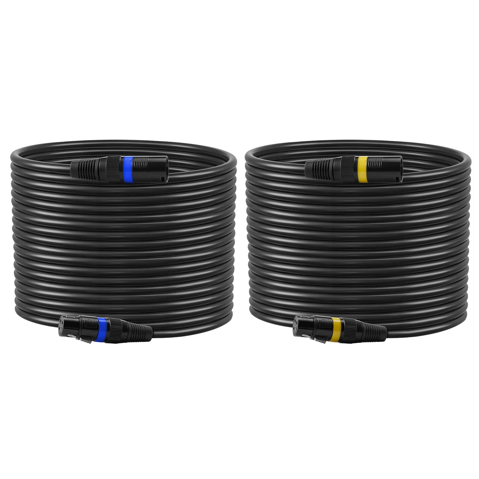 KFFKFF 100 ft XLR Cable, 2-Pack, Shielded Balanced 3-Pin Male to Female Microphone Cords with Gold-Plated Connectors, Ideal for Stage Lighting, Microphones, Amplifiers, Mixers, and Speaker Systems