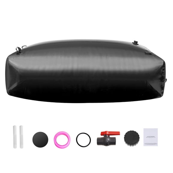 KFFKFF Collapsible Water Storage Bladder 1000L/264 Gallon, 1.2 mm Thick Portable Water RV Tank 1000D PVC Water Storage Containers for Camping, Fire Prevention, Emergency Use, Black