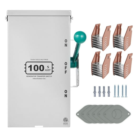 KFFKFF 100A Manual Generator Transfer Switch, 24000W Double-Throw Power Switch 120/240V, NEMA 3R Compliant for Indoor, Outdoor, and Portable Generator Use