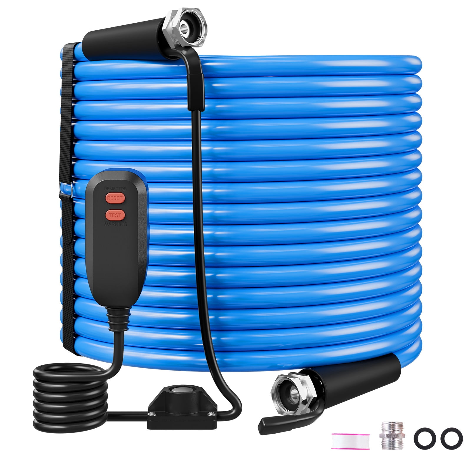 KFFKFF 100FT Heated Water Hose for RV, -45°F Anti-Freeze Drinking Hose, 1/2" ID, Smooth Surface, GFCI Leakage Protection, Built-in Thermostat, Freeze & Leak-Resistant, Lead and BPA-Free for RV Use
