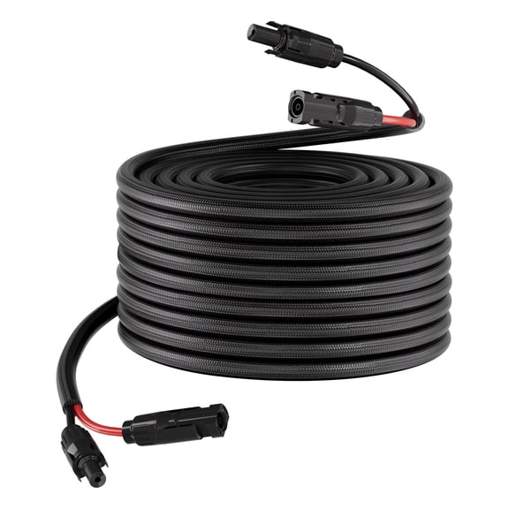 KFFKFF 100FT Solar Panel Extension Cable, 10 AWG, Flame-Resistant Protective Sleeving, Male and Female Connectors, IP67 Waterproof PV Wire, Suitable for Outdoor Use in Automotive and RV Applications