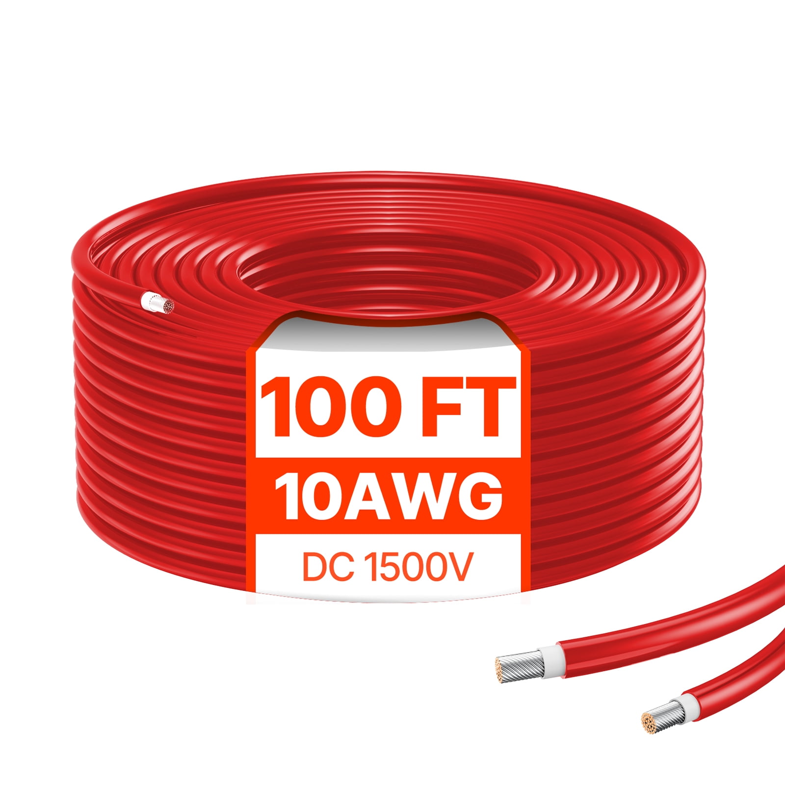 KFFKFF 100FT Solar Panel Extension Cord, 10AWG Solar Cord Extension, 6mm² IP67 Water-Resistant PV Wire for Domestic, Marine and Recreational Vehicle Solar Modules, Red