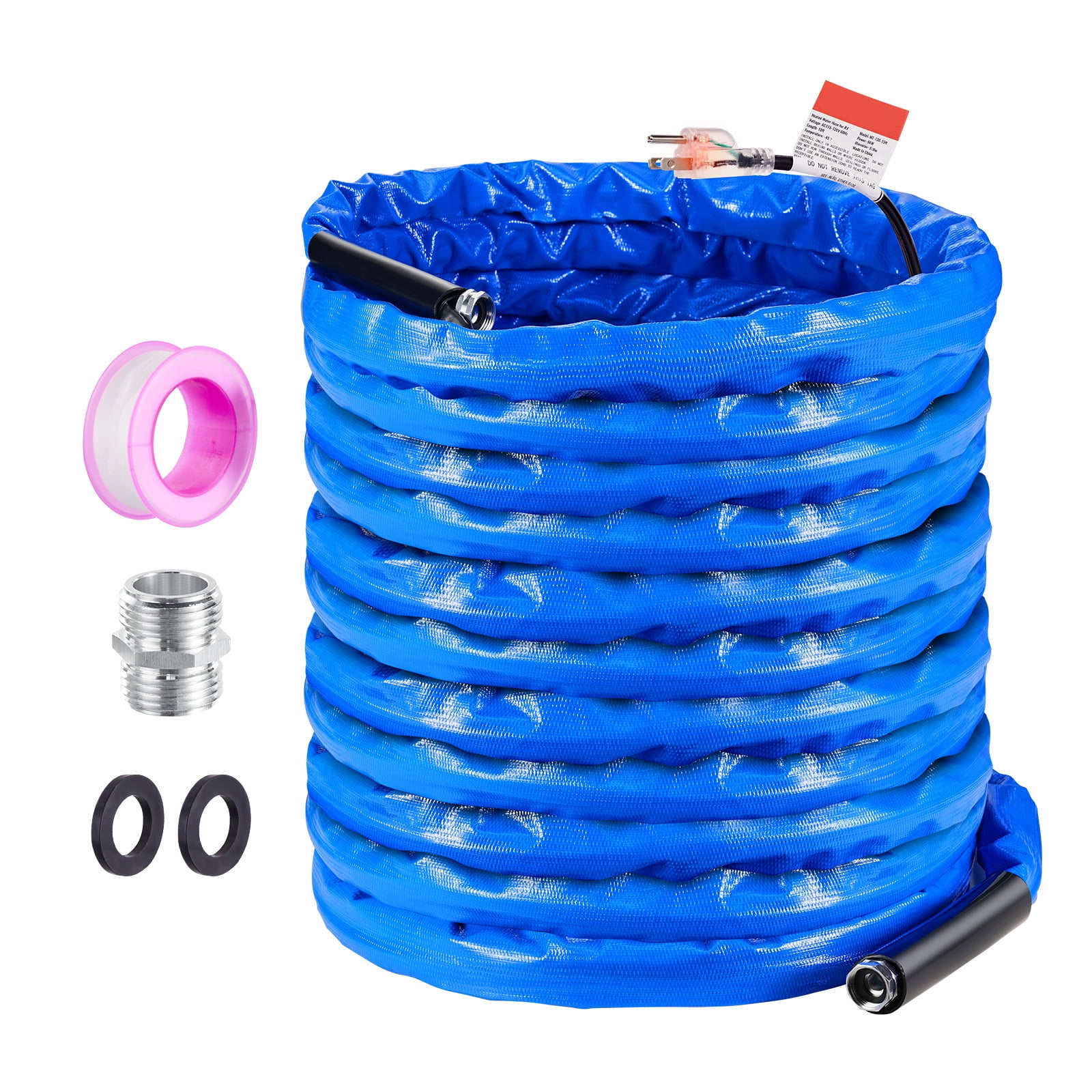 KFFKFF 100ft Warming Water Hose for RV, Temperature-Controlled Drinking Water Hose with Wavy Exterior Resistant to -45°F, Self-adjusting, 5/8" I.D. inclusive of 3/4" GHT Adapter, Free from Lead
