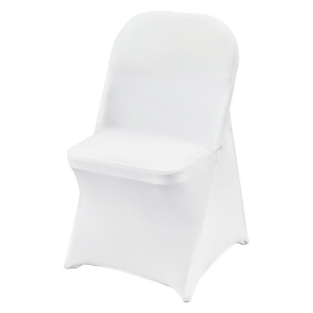 KFFKFF 100pcs Folding Stretch Spandex Chair Covers White for Wedding Party Restaurant