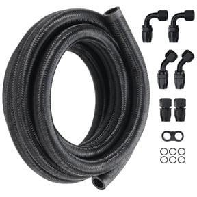 KFFKFF 10AN 10 FT Fuel Line Kit Stainless Steel Nylon Braided 7 Hose End Fitting