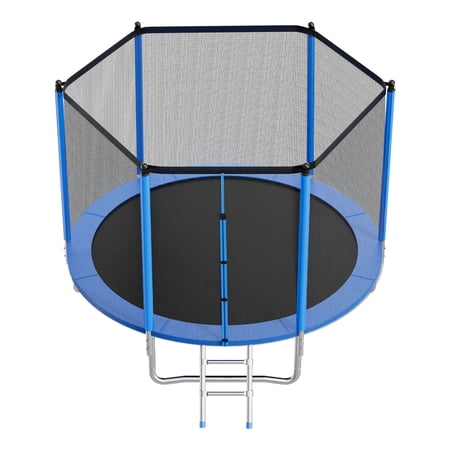 KFFKFF 10FT Outdoor Trampoline with Safety Enclosure, ASTM Certified, Durable Design, 330 lbs Weight Limit, Rust-Resistant Recreational Trampoline for Backyard Fun for Kids and Adults