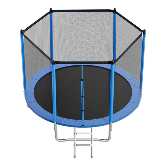 KFFKFF 10FT Outdoor Trampoline with Safety Enclosure, ASTM Certified, Durable Design, 330 lbs Weight Limit, Rust-Resistant Recreational Trampoline for Backyard Fun for Kids and Adults