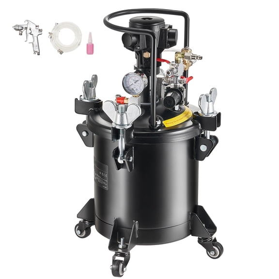 KFFKFF 10L/2.5 Gal Spray Paint Pressure Tank with Automatic Stirring, Adjustable 70 PSI Pressure, Includes Spray Gun and Hoses, Ideal for Home Decoration and Industrial Painting Applications